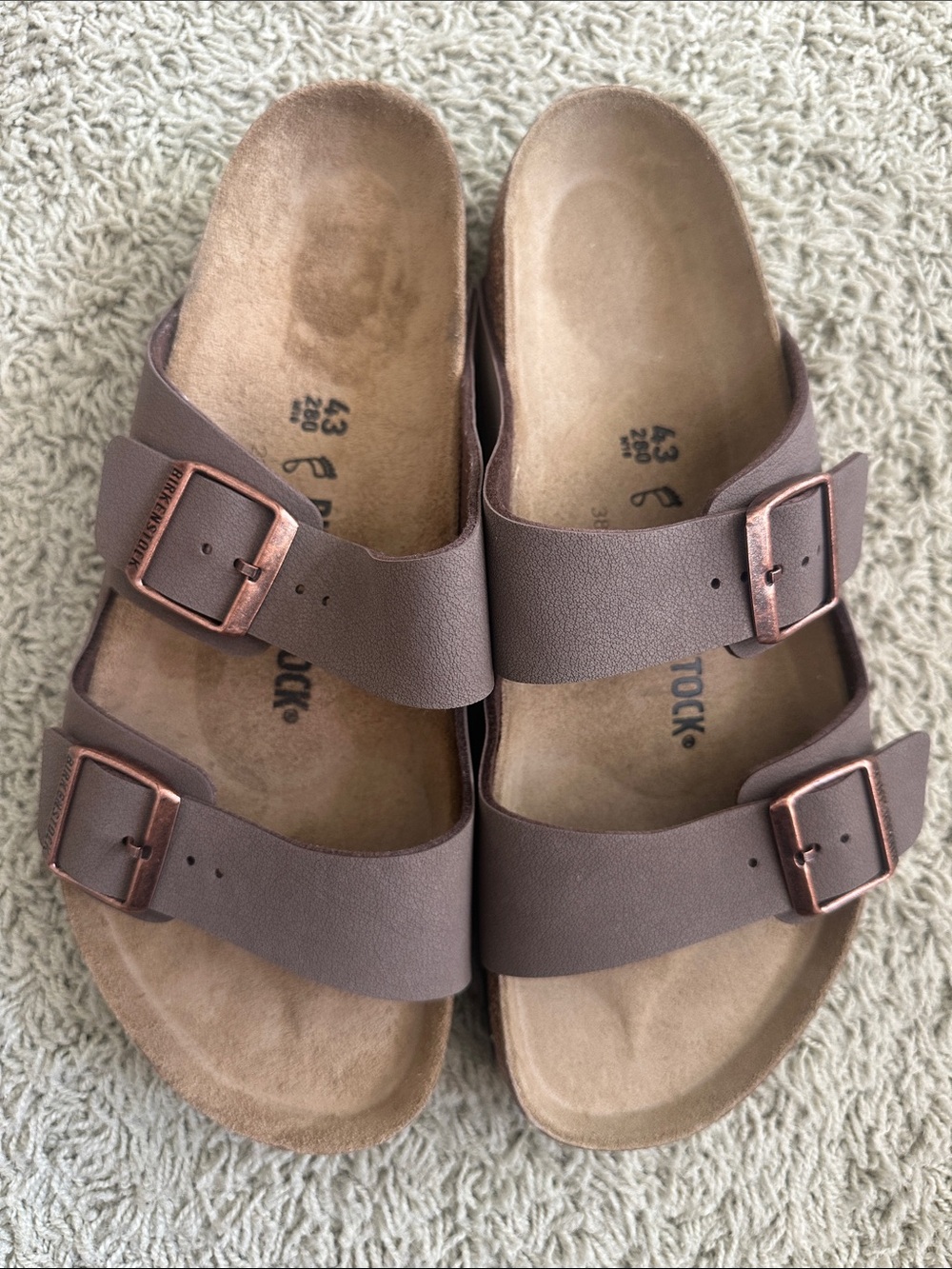 Birkenstock Mens Classic Arizona Vegan Double-Strap Brown Sandals Sz 43